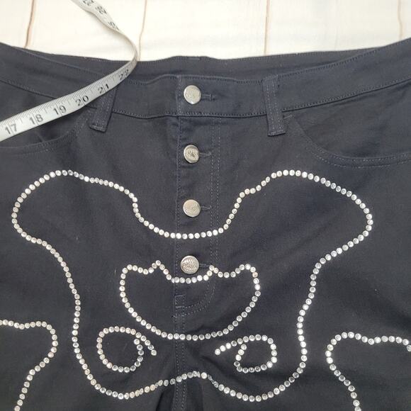 Salem7 black rhinestone bedazzled skeleton button fly pants jeans - Picture 8 of 11